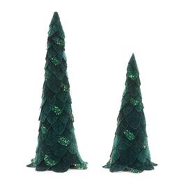 BreeBe - Beaded Leaf Pine Tree (Set of 2) - Green