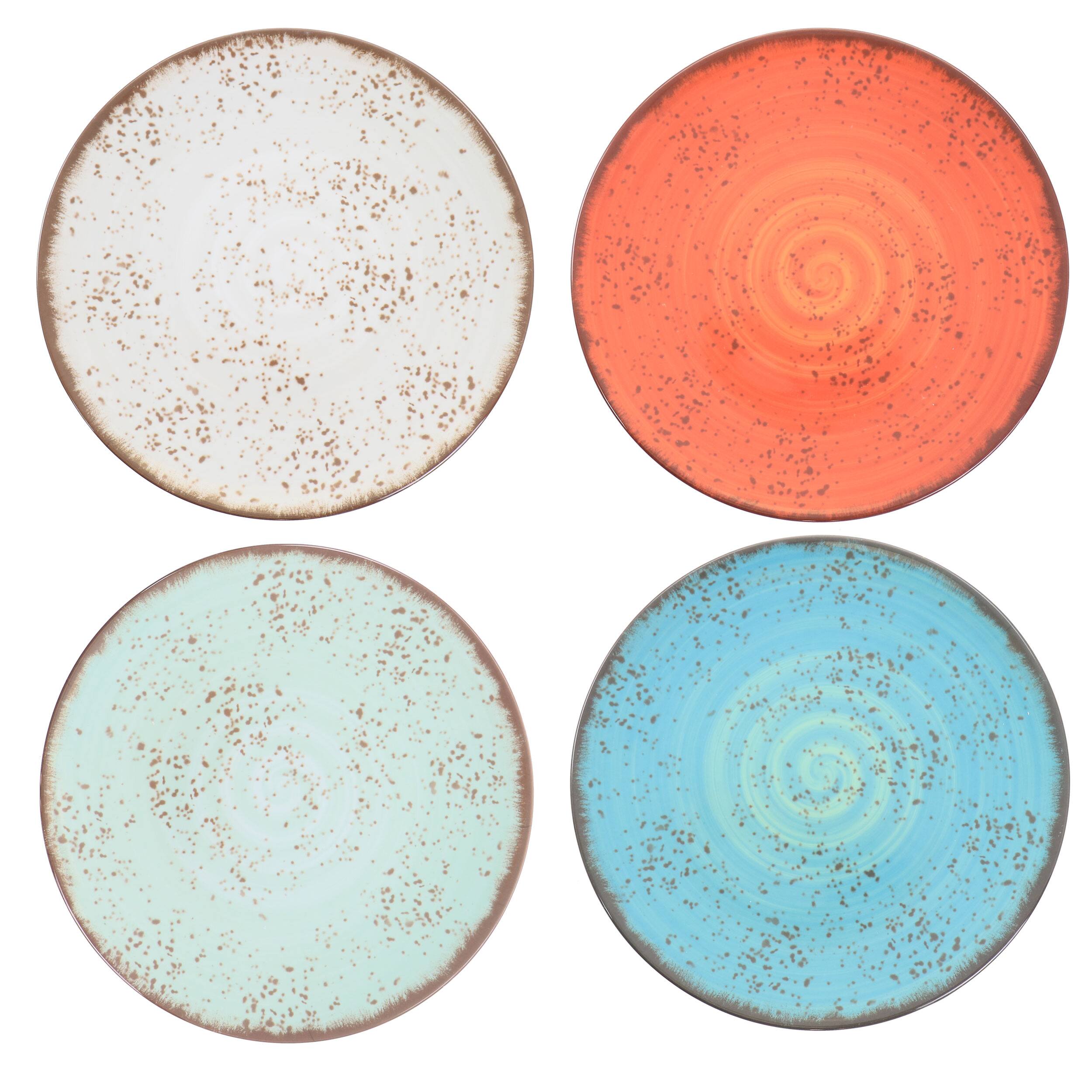 Left. Elama - Elama Pryce 12 Piece Melamine Dinnerware Set in Assorted Colors - Multi.