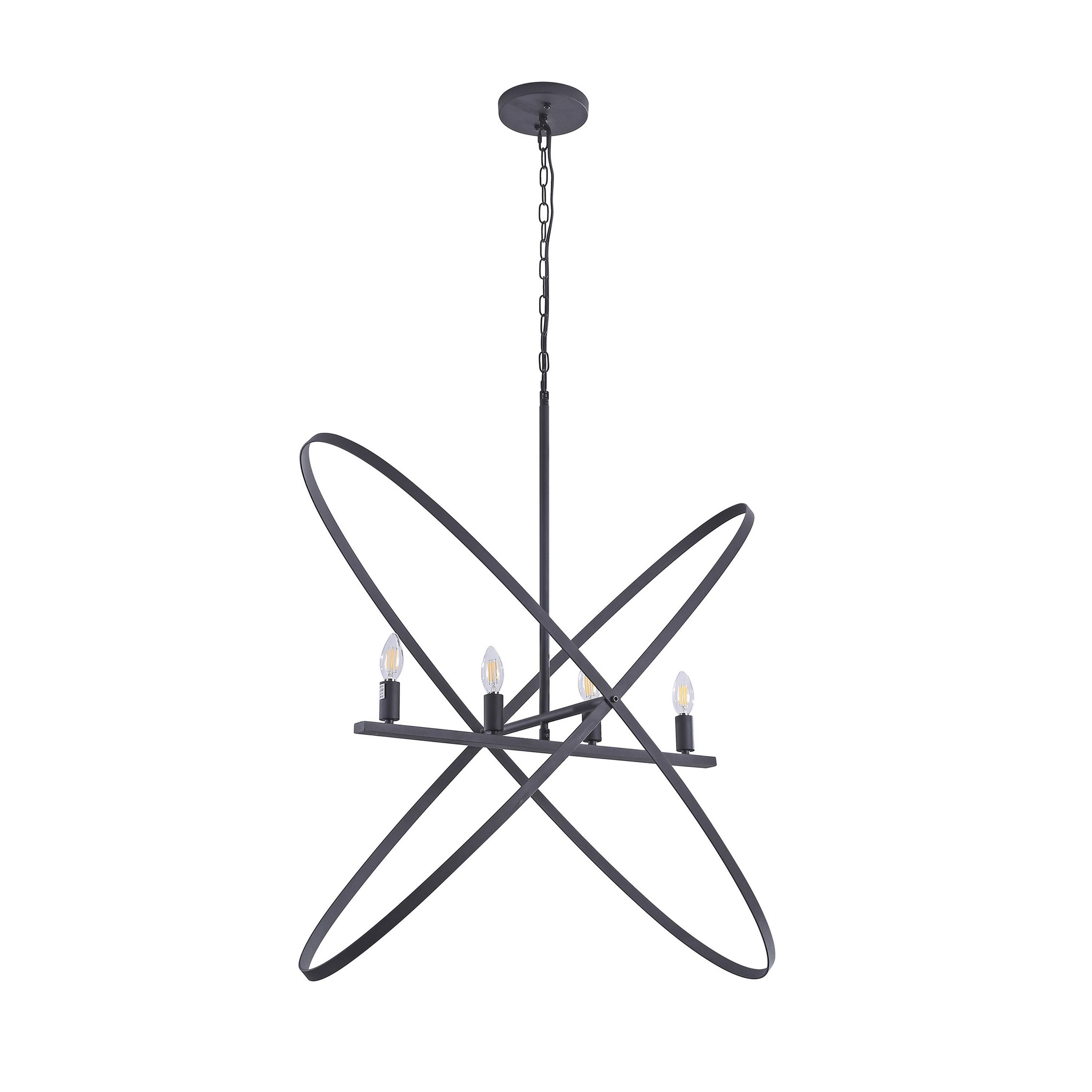 Manhattan Lane Modern Chandelier, 4 LED Light, Cross Band, Metal 38 ...
