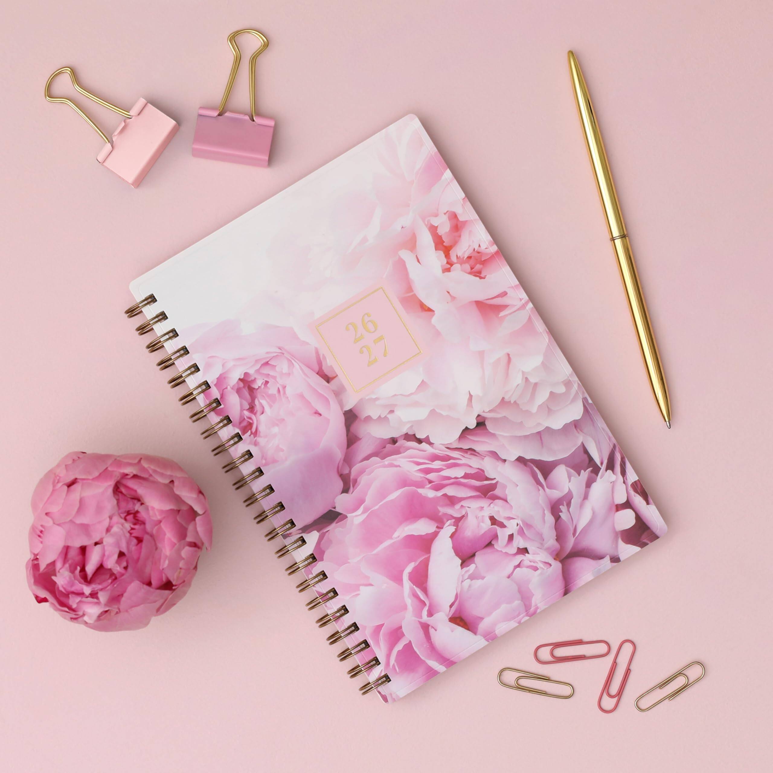 Angle. Blue Sky - Blue Sky 2026-2027 Weekly & Monthly Academic Planner, 5"x8", Peony.