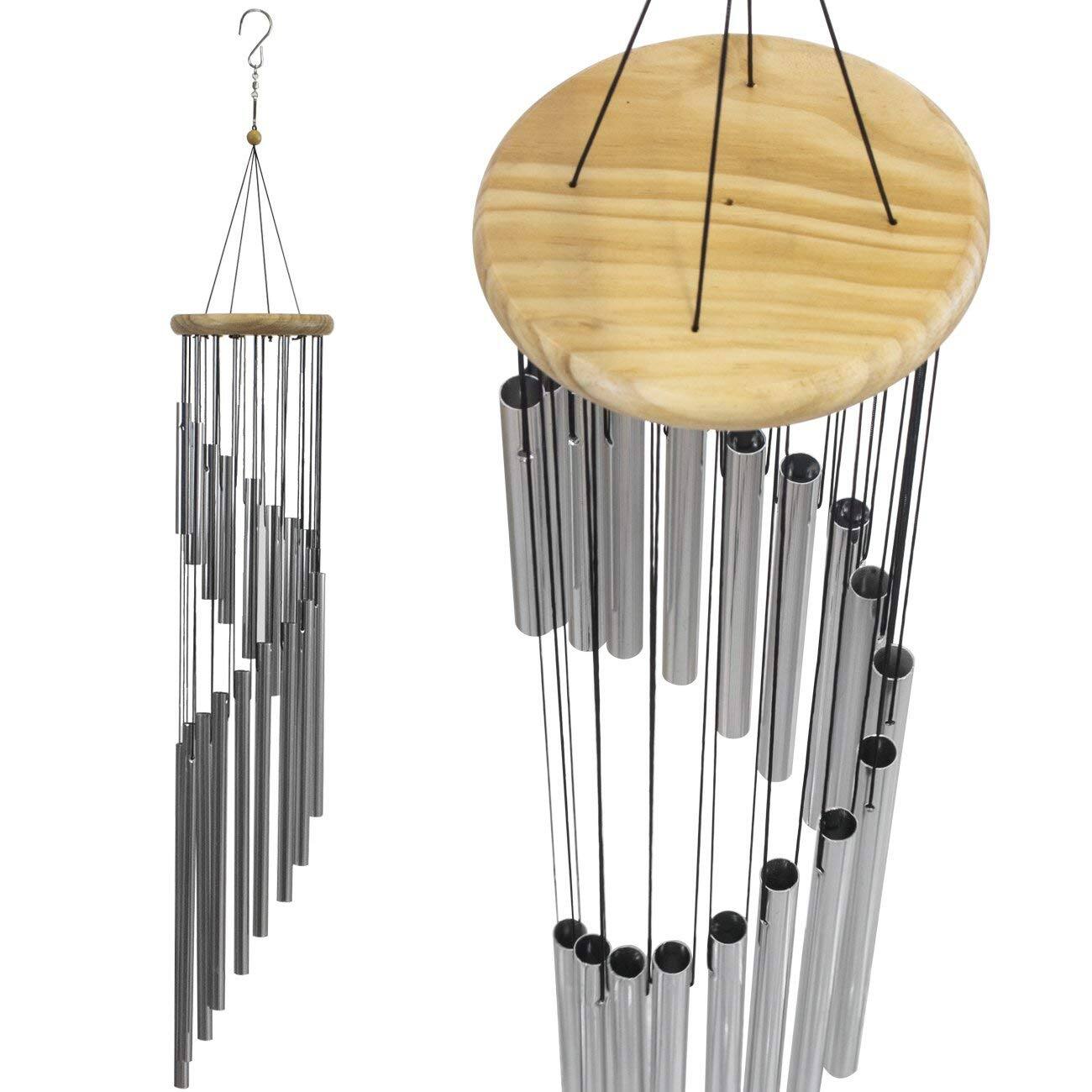Alt View 3. Sorbus - Sorbus Wind Chimes – Tubular Decorative Outdoor Garden Accent with Soothing Musical Bell Sounds – Great for Memoria - Silver.