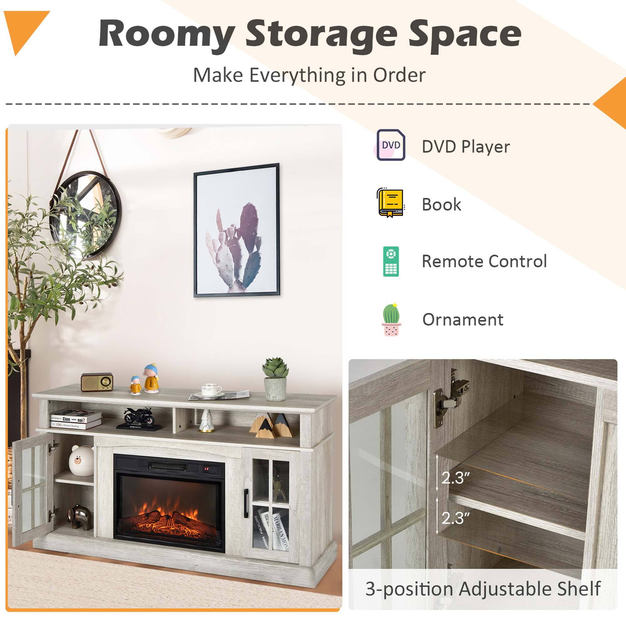 Roomy Storage Space
Make Everything in Order
- DVD Player
- Book
- Remote Control
- Ornament
3-position Adjustable Shelf
2.3"
2.3"