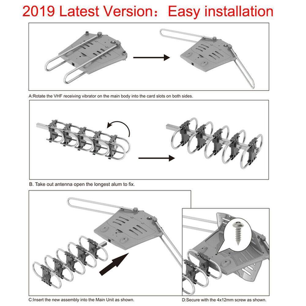 Alt View 5. Winado - 990 Mile Outdoor TV Antenna Motorized Amplified HDTV 1080P 4K 36dB 360° Rotation（The pole is not included) - Gray.