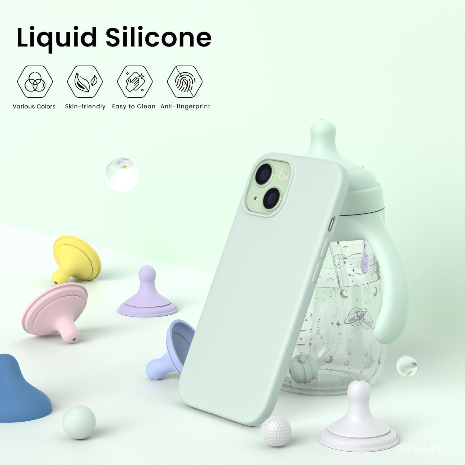 Liquid Silicone Various Colors Skin-friendly Easy to Clean Anti-fingerprint ORNARTO