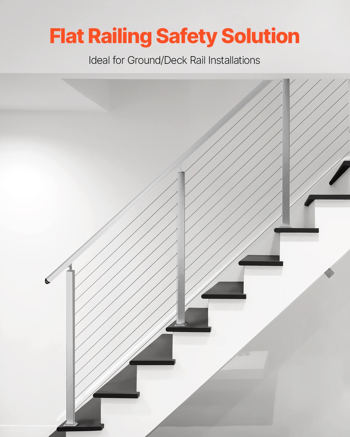 Flat Railing Safety Solution  
Ideal for Ground/Deck Rail Installations