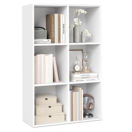 Songmics Home - CUSTOS Collection - Bookshelf, Bookcase, Cube Shelf with 6 Compartments,Storage Shelf, for Living Room, Home Office - Cloud White