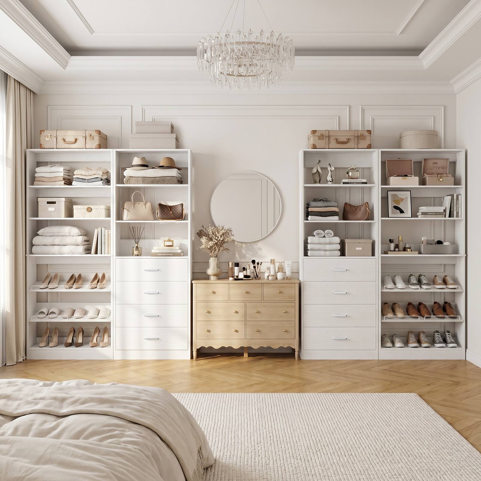 Alt View 2. Aheaplus - 92.6'' Wide Walk-in Closet System with 8 Drawers and Adjustable Shelves, 4-Pack - White.