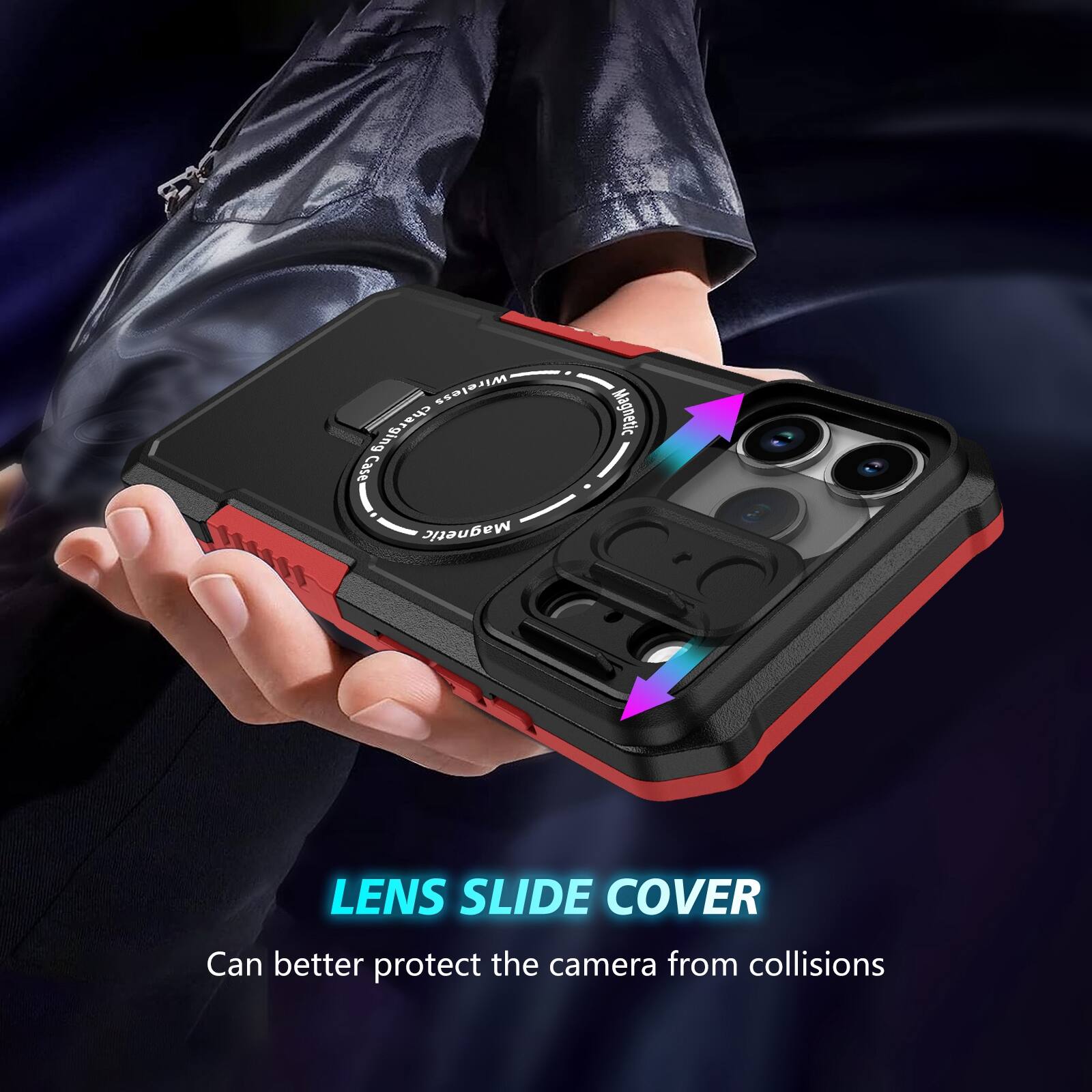 OaA Wireless Charging Case Magnetic LENS SLIDE COVER Can better protect the camera from collisions