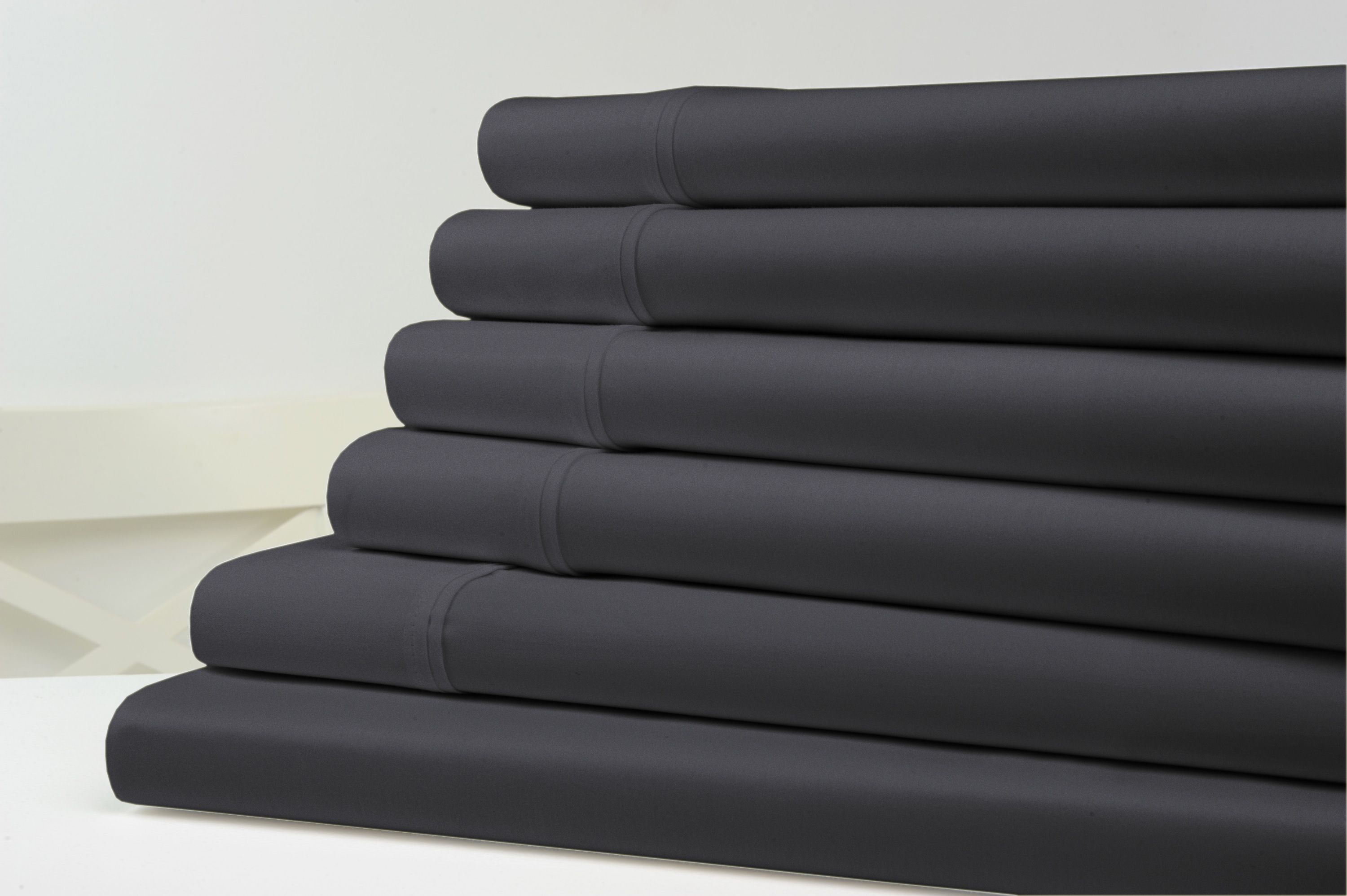 Kathy Ireland - 1500 Thread Count Bamboo Cotton 6 pc Sheet Set - Charcoal