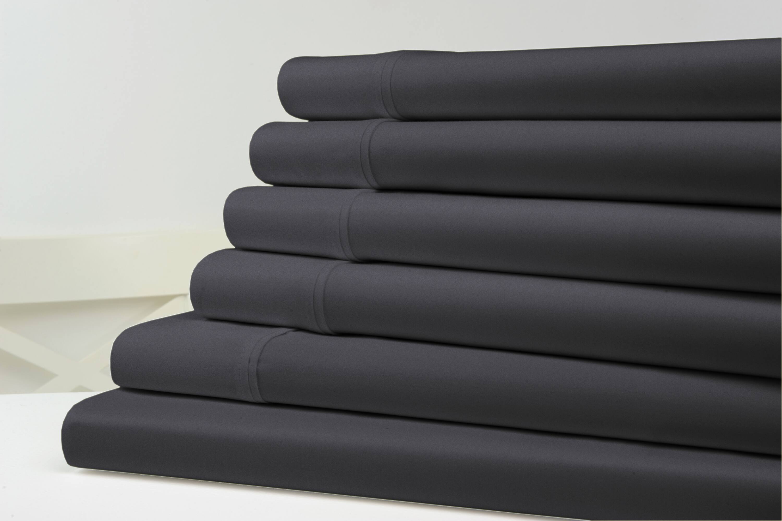 Kathy Ireland 1200 Thread Count 6 Piece Cotton Rich Sheet Set Charcoal ...