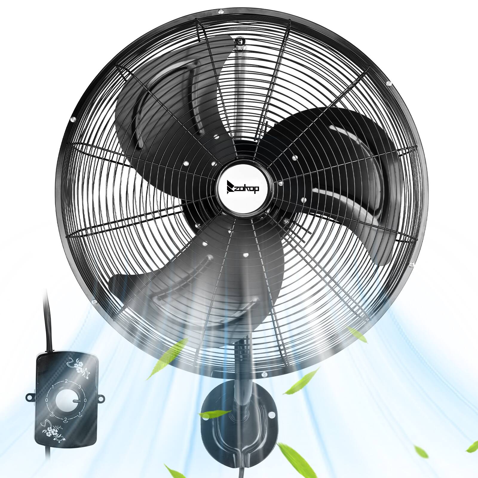 Alt View 1. Winado - 18inch High Velocity Wall Mount Fan Oscillating,Industrial Fan with 3 Speed Ventilation,4592CFM Indoor Wall Metal Fan - Black.