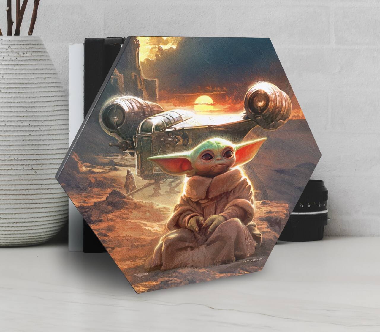 Left. Trend Setters - Star Wars (The Foundling's Journey by Brian Rood) KNEXAGON™ Wood Print - Multicolor.