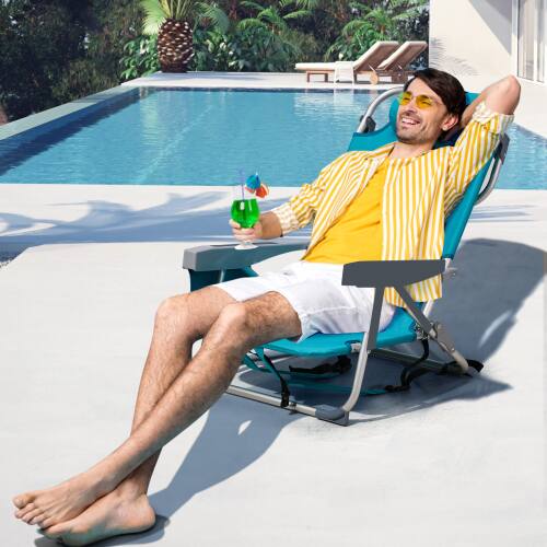 Alt View 10. Winado - 32in Backpack Beach Camping Chair Folding Heavy Duty, Aluminum Comfortable Adjustable Back with Cup Holder for Outdoor - Mint Green.