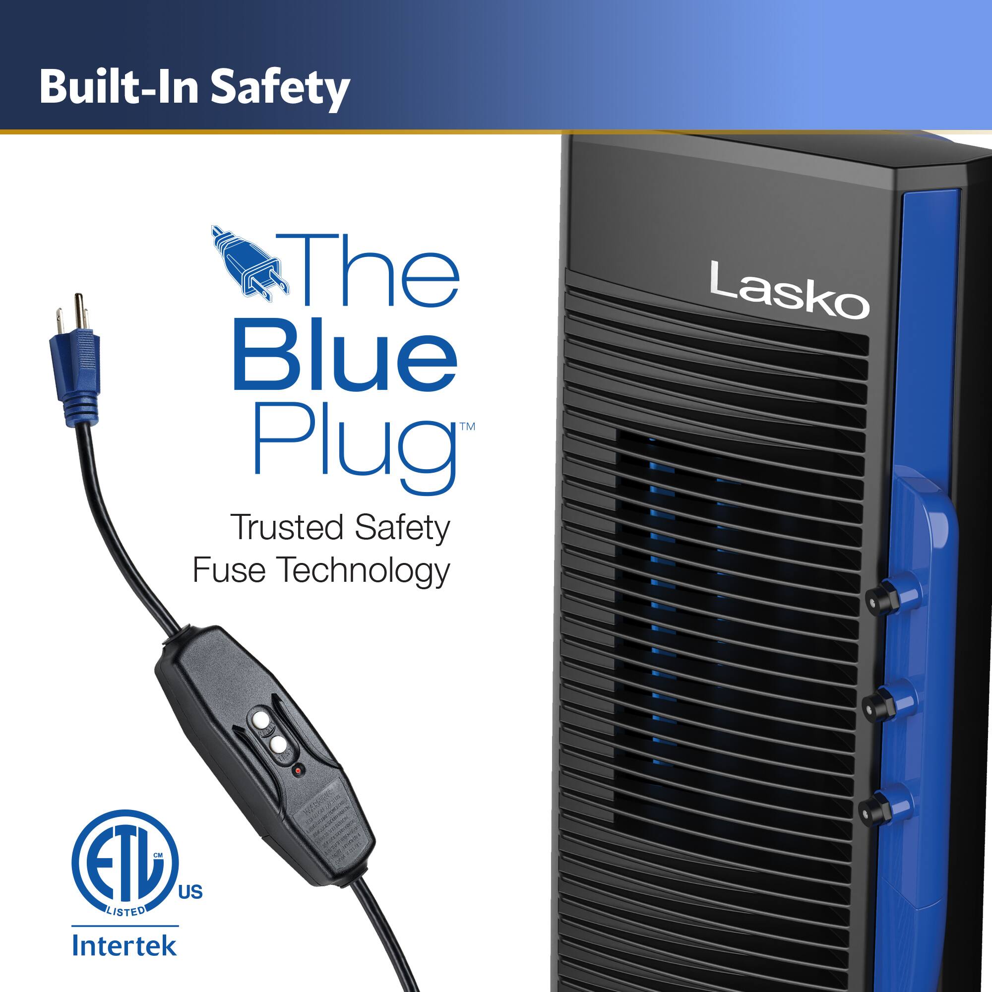 Built-In Safety  
The Blue Plug™  
Trusted Safety Fuse Technology  
Lasko  
ETL US LISTED  
Intertek