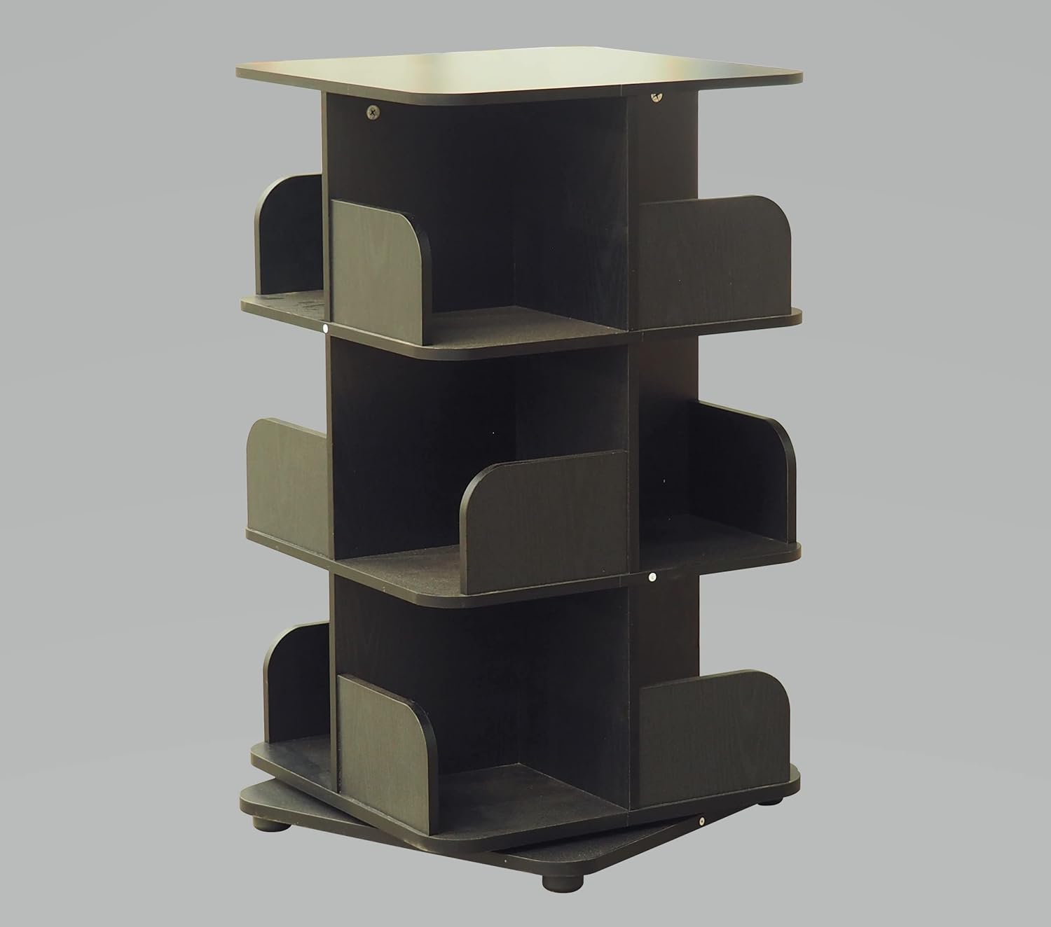 Front. Kings Brand Furniture - Kings Brand Furniture - 3-Tier Revolving Bookcase Bookshelf, Media Storage Cabinet - Black.