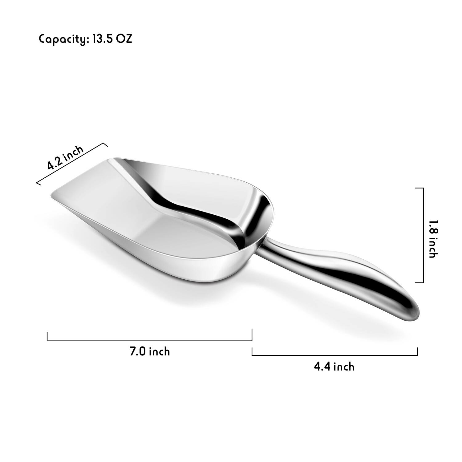 Capacity: 13.5 OZ

- Width: 4.2 inch
- Height: 1.8 inch
- Length: 7.0 inch
- Handle Length: 4.4 inch