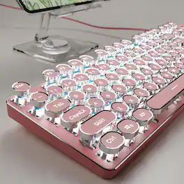 Cedar Assembly - Eweadn Tk100 Typewriter Wired Mechanical Aesthetic Keyboards With White Backlit Anti-ghosting Blue Cute - Pink Typewrite