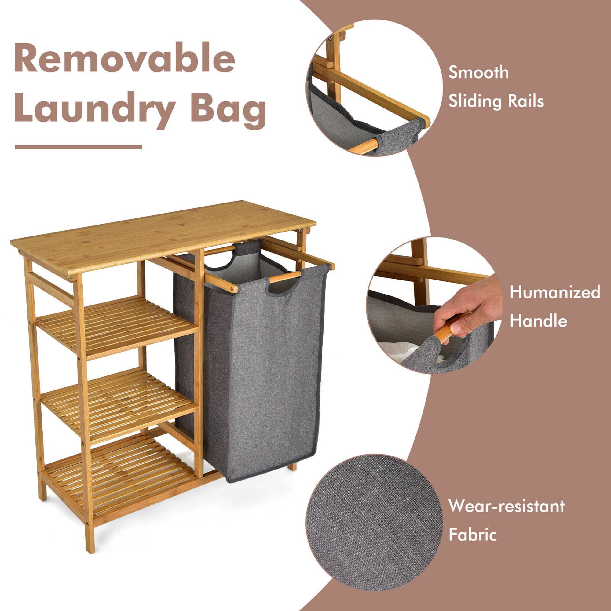 Removable Laundry Bag Smooth Sliding Rails Humanized Handle Wear-resistant Fabric