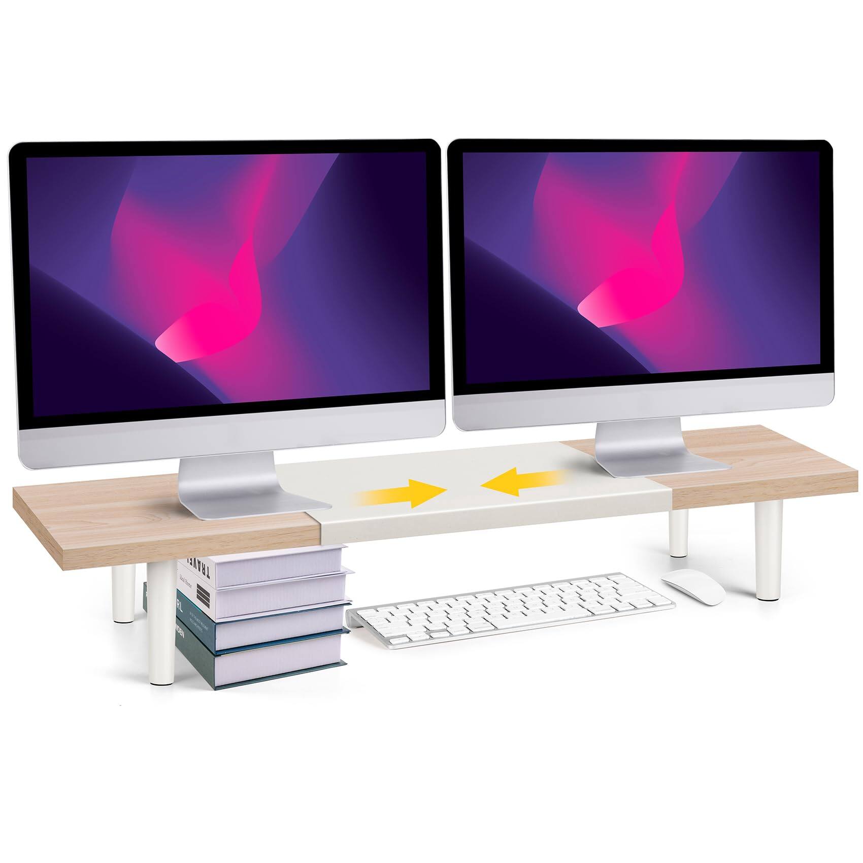 Cedar Assembly Dual monitor stand riser for desk Adjustable Length ...