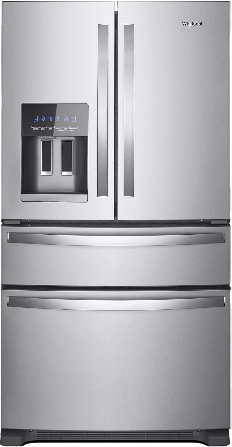 Front. Whirlpool - 24.5 Cu. Ft. 4-Door French Door Refrigerator - Stainless Steel.