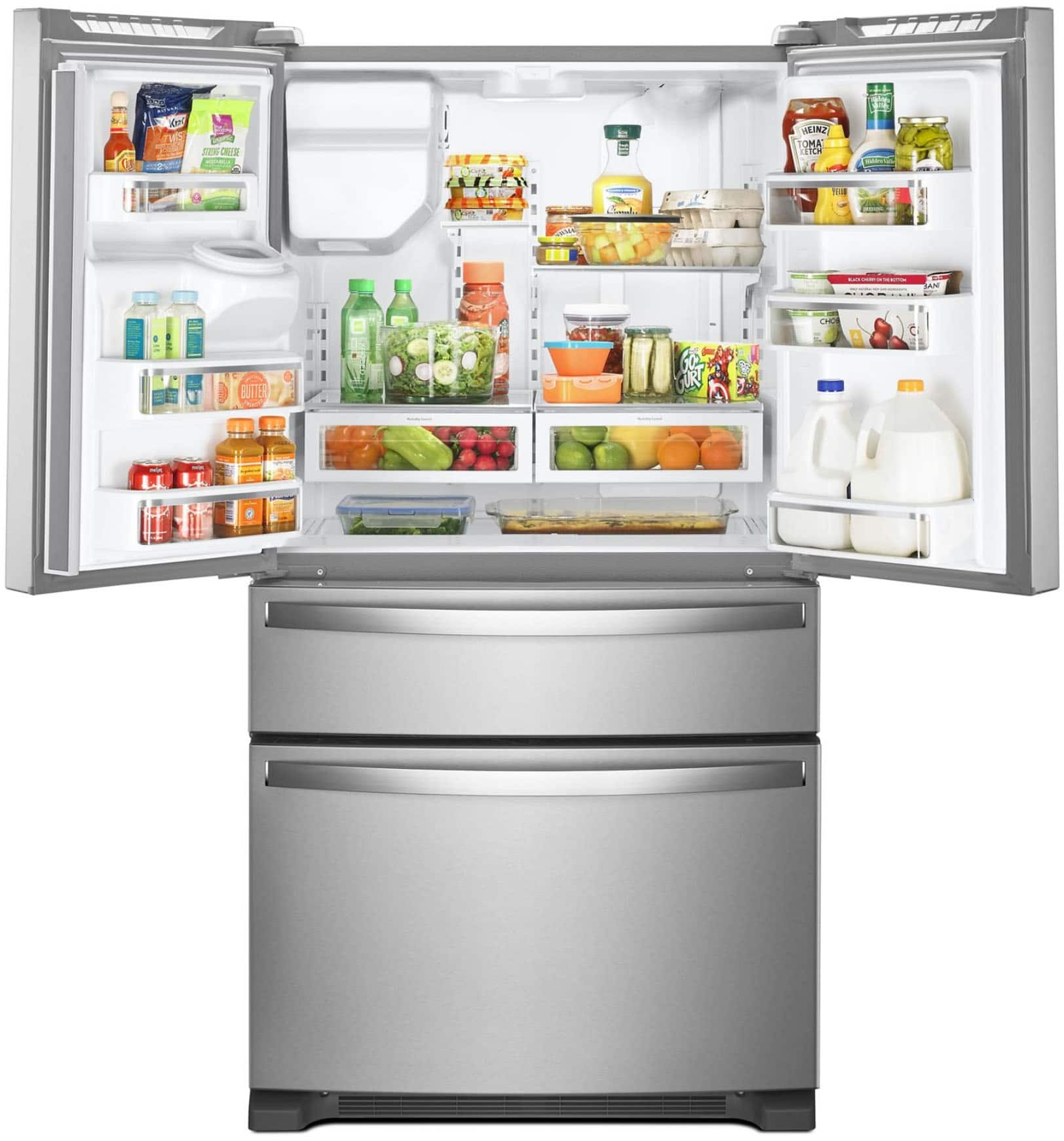 Left. Whirlpool - 24.5 Cu. Ft. 4-Door French Door Refrigerator - Stainless Steel.