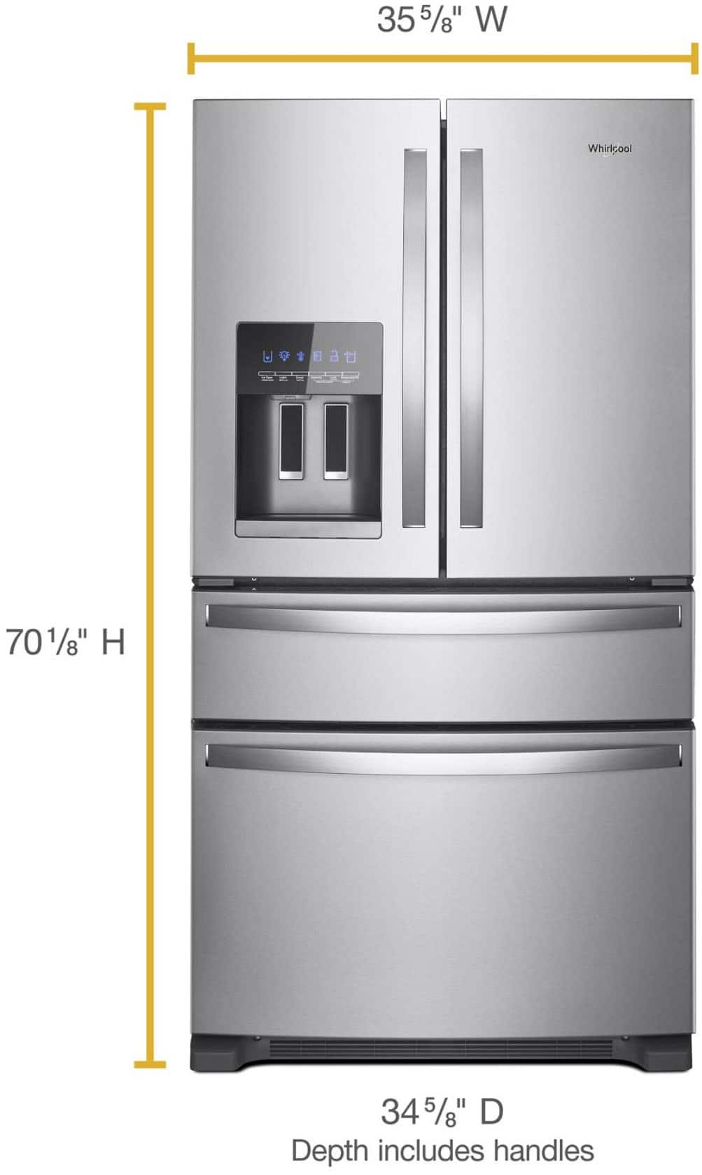 Alt View 3. Whirlpool - 24.5 Cu. Ft. 4-Door French Door Refrigerator - Stainless Steel.