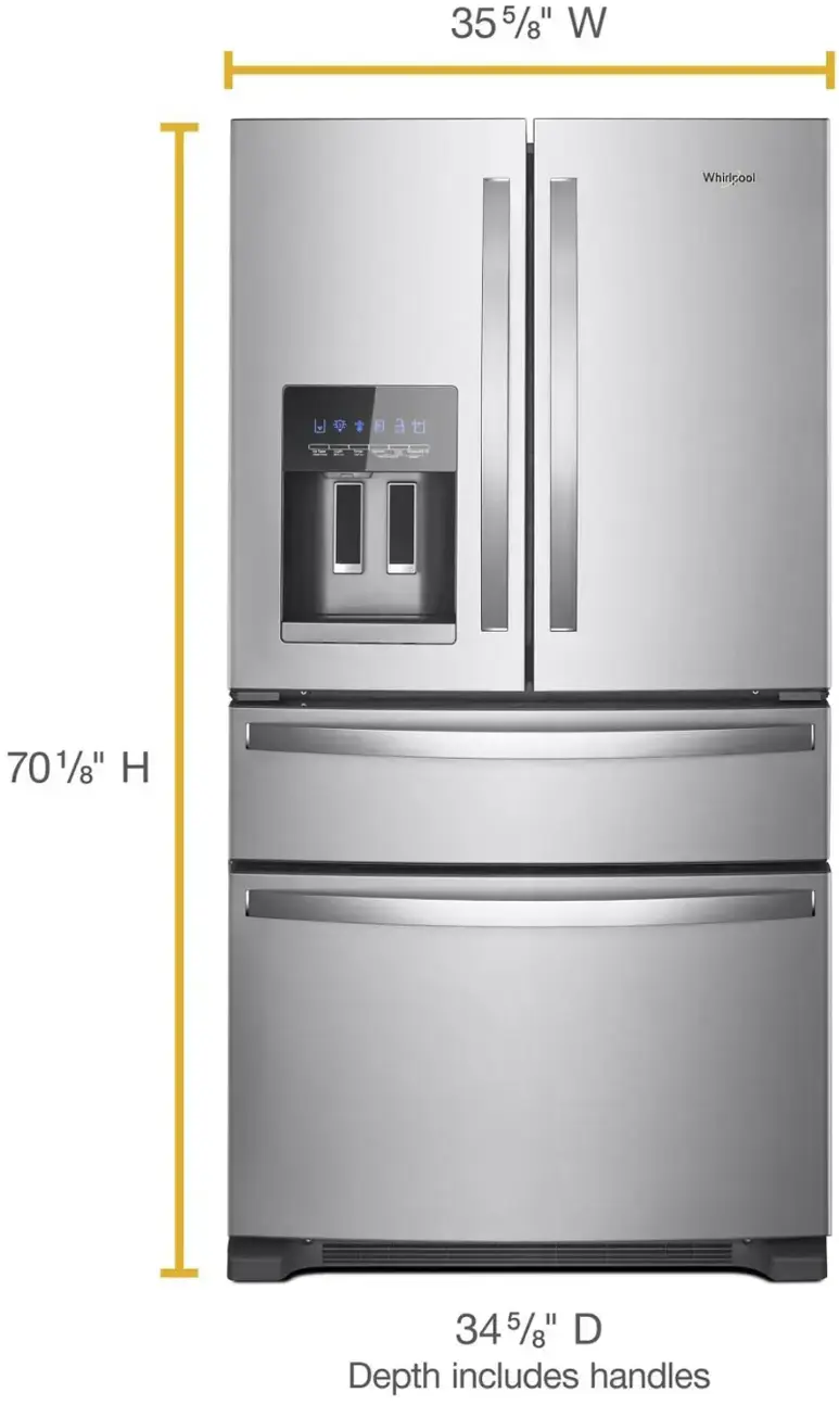Alt View 3. Whirlpool - 24.5 Cu. Ft. 4-Door French Door Refrigerator - Stainless Steel.