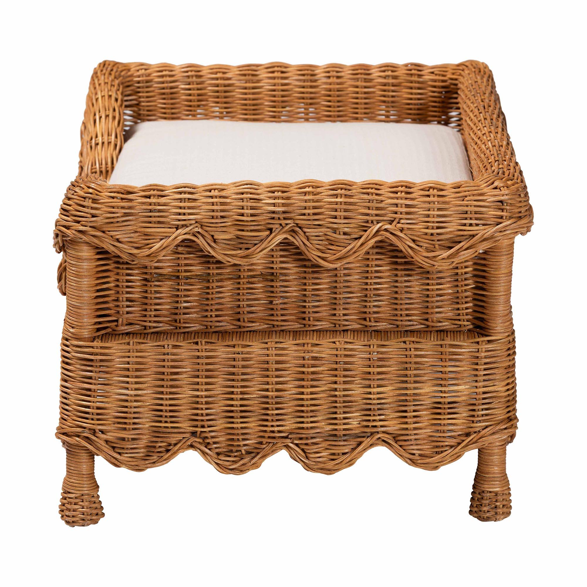 Left. bali & pari - Papina Natural Rattan Pet Bed - Handwoven Wicker Enclosed Lounge Bed for Dogs and Cats with Removable Cushion, 25.6" - Light Honey.