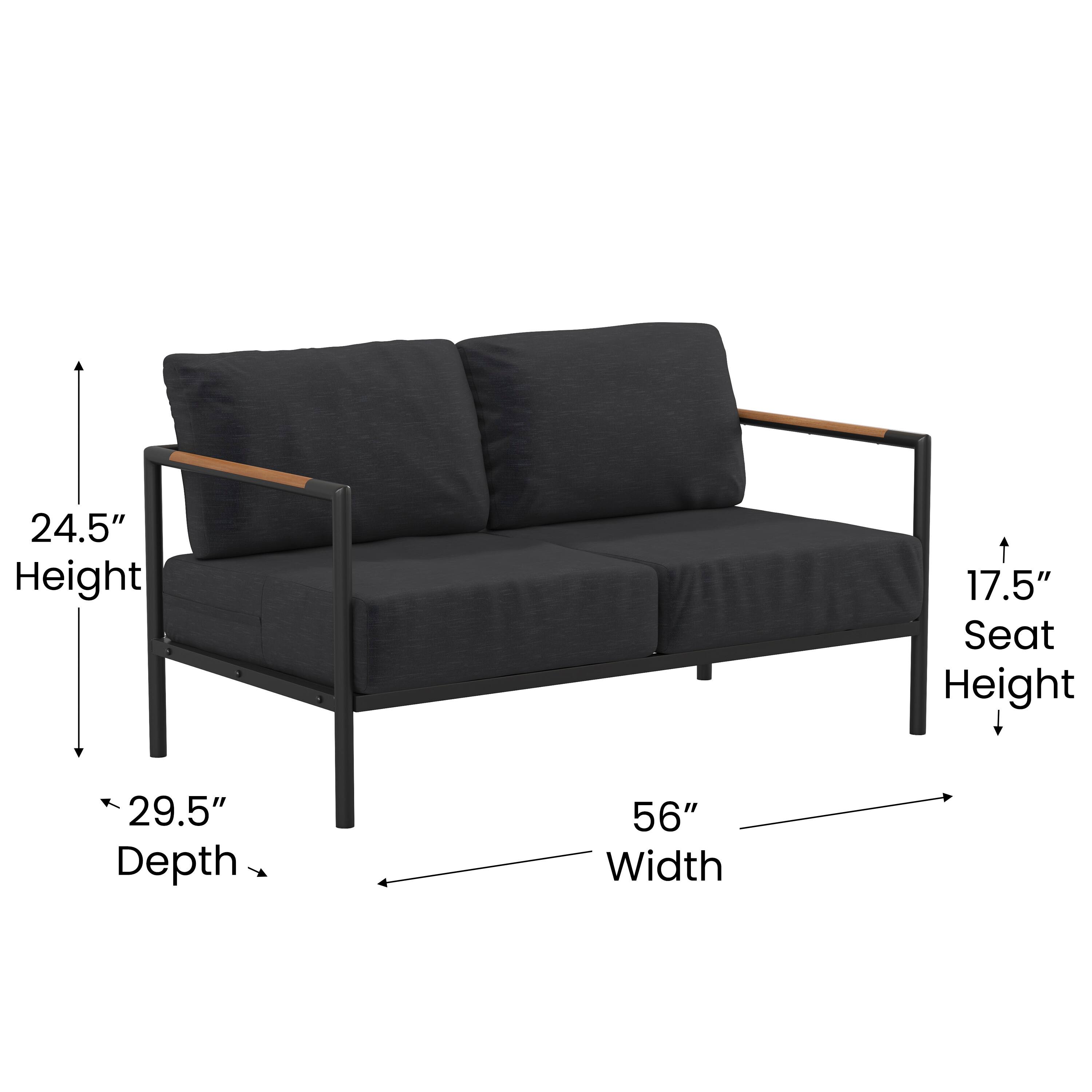 24.5" Height  
17.5" Seat Height  
29.5" Depth  
56" Width