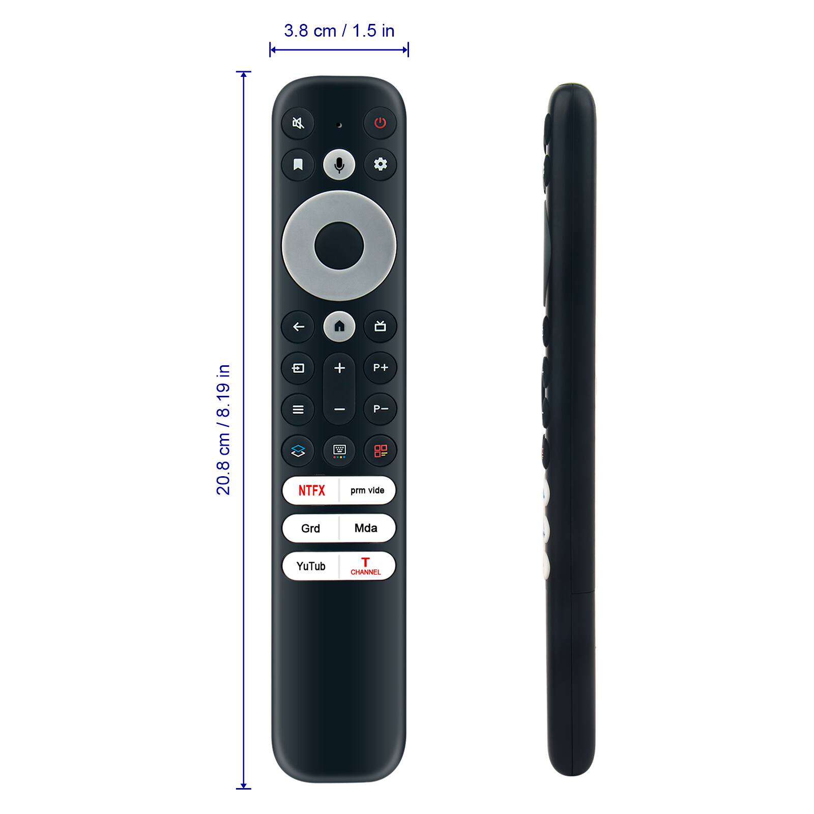 3.8 cm / 1.5 in  
20.8 cm / 8.19 in  

+ P+ - P-  
NTFX prm vide  
Grd Mda  
YuTub T CHANNEL
