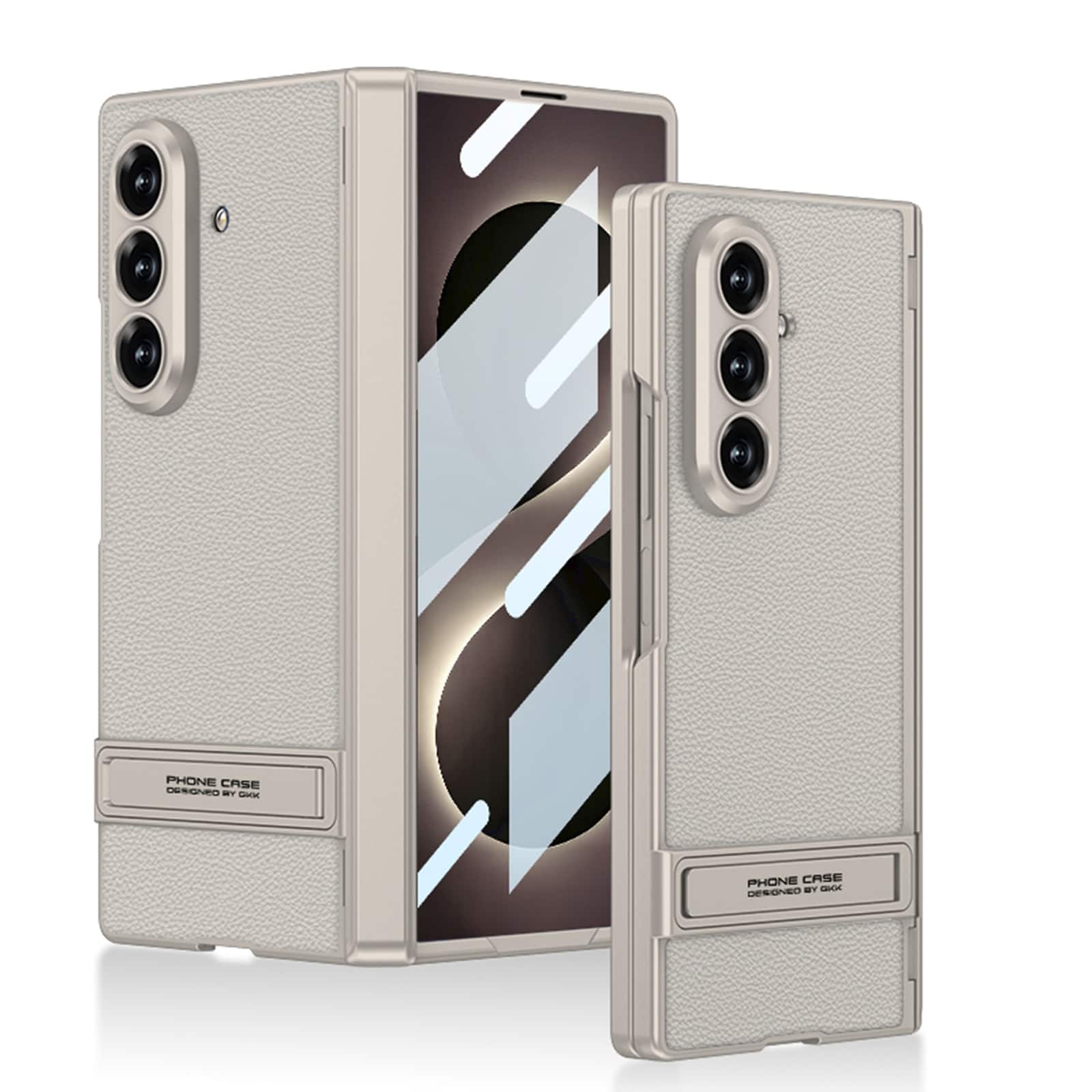 Dteck - Shockproof Leather Texture Case for Samsung Galaxy Z Fold8 Ultra with Stand, Rigid Plastic Cover Built in Screen Film - Titaniumgray price history on PriceWatchPro