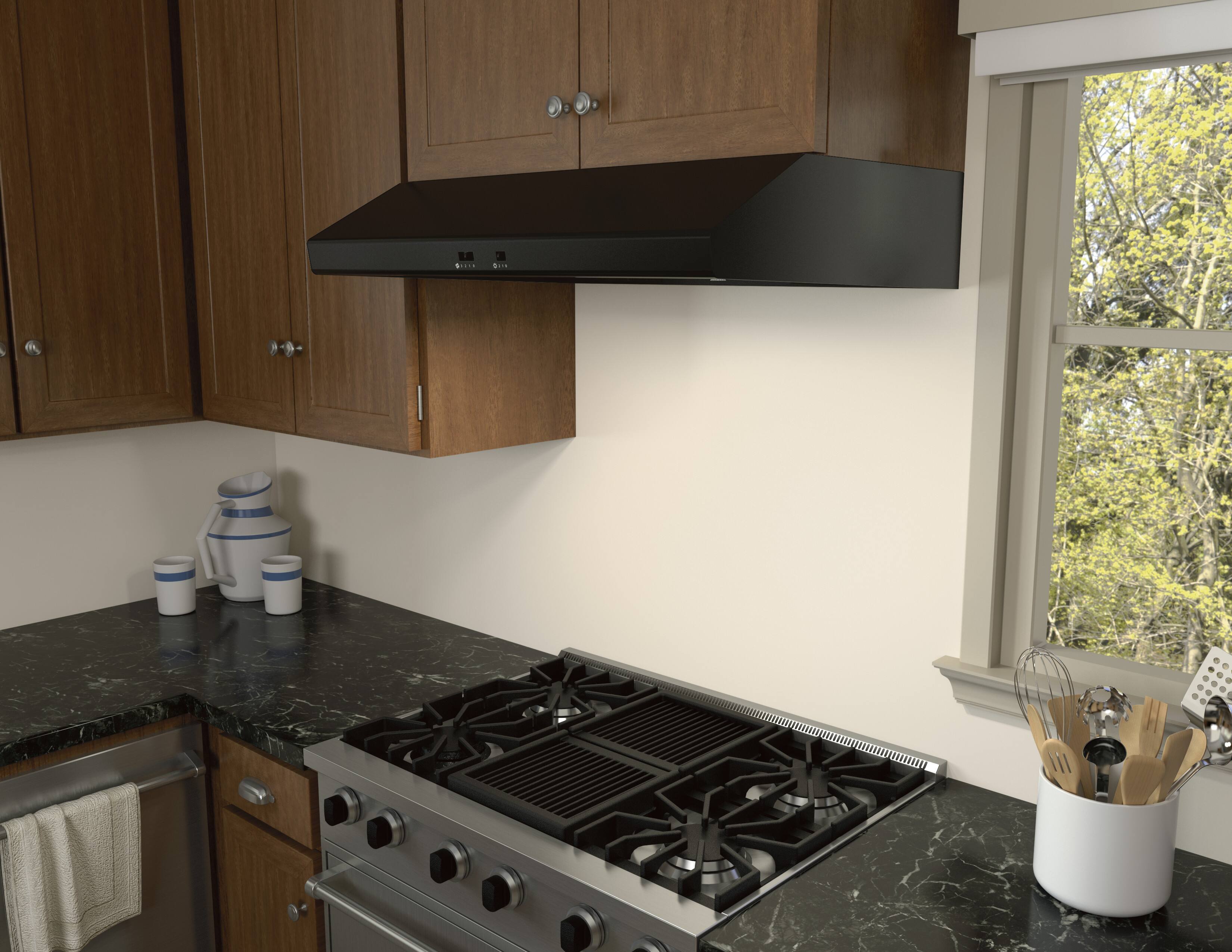 Alt View 14. Zephyr - Cyclone 30 in. 600 CFM Under Cabinet Range Hood - Black.