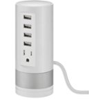 Front. Insignia™ - 1-Outlet/4-USB Surge Protector - White with silver accents.