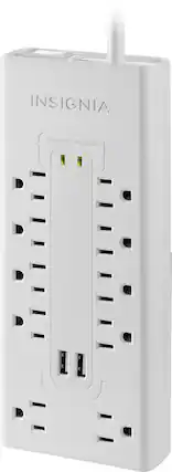 Front. Insignia™ - 10 Outlet/2 USB 2700 Joules Surge Protector - White.