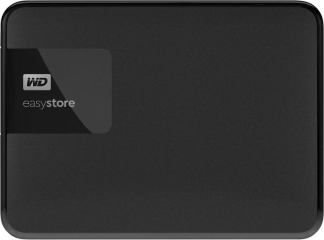 WD - easystore 1TB External USB 3.0 Portable Hard Drive - Black - Front Zoom