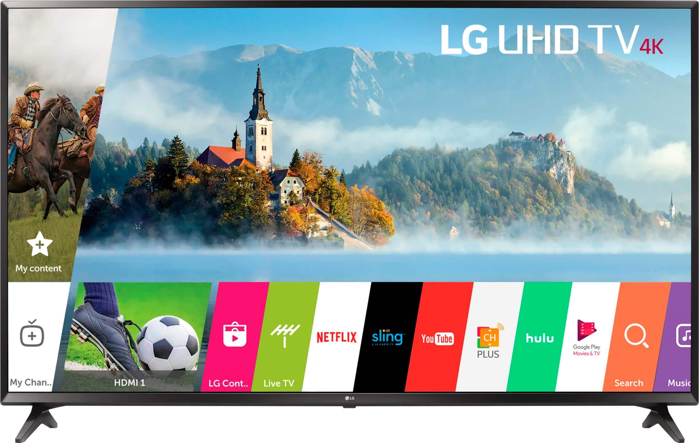 Front. LG - 55" Class - LED - UJ6300 Series - 2160p - Smart - 4K UHD TV with HDR - Black.