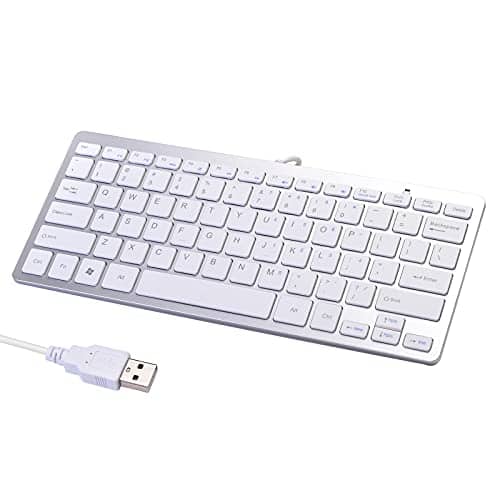 Stamp n Camp - Upgraded PC Computer Laptop Mini USB Wired Keyboard for Mac and Windows 78 Scissor Keys Small Super Thin Compact - Silver