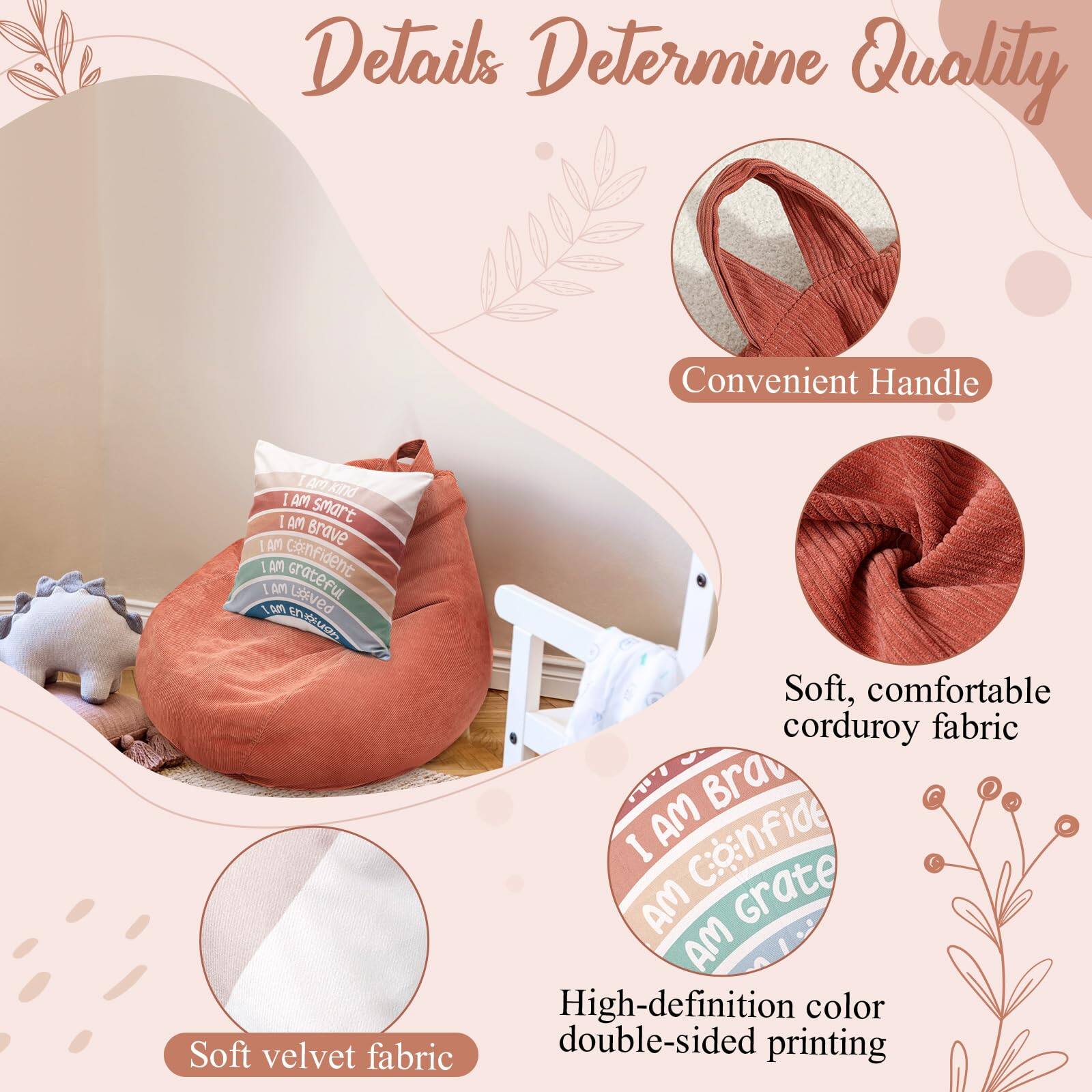 Details Determine Quality

Convenient Handle

Soft, comfortable corduroy fabric

Soft velvet fabric

High-definition color double-sided printing