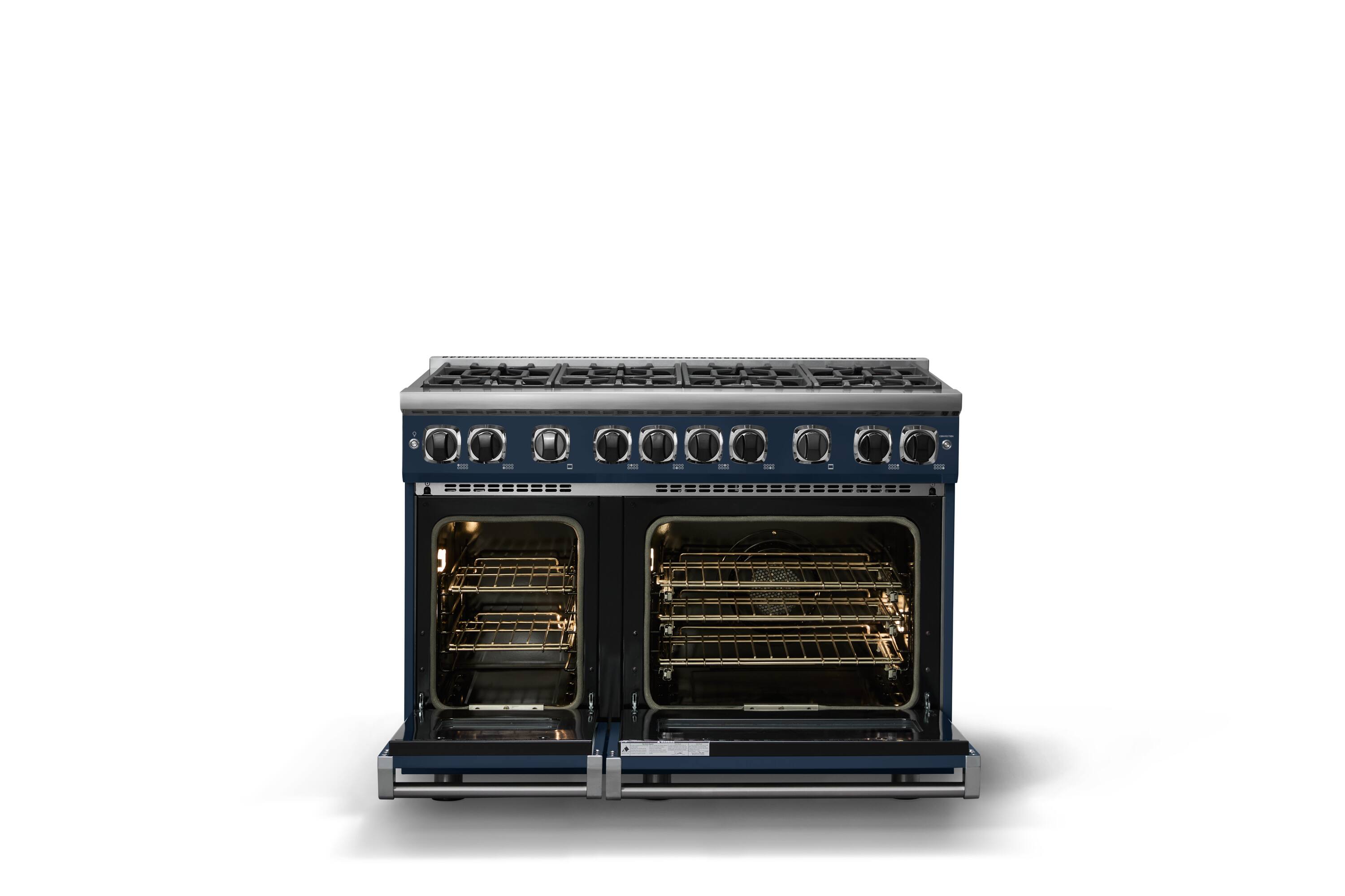 Alt View 2. Viking - 48"W. 7.3 Cu. Ft. Freestanding Sealed 8 Burner LP Gas Range - Slate Blue - Slate Blue.