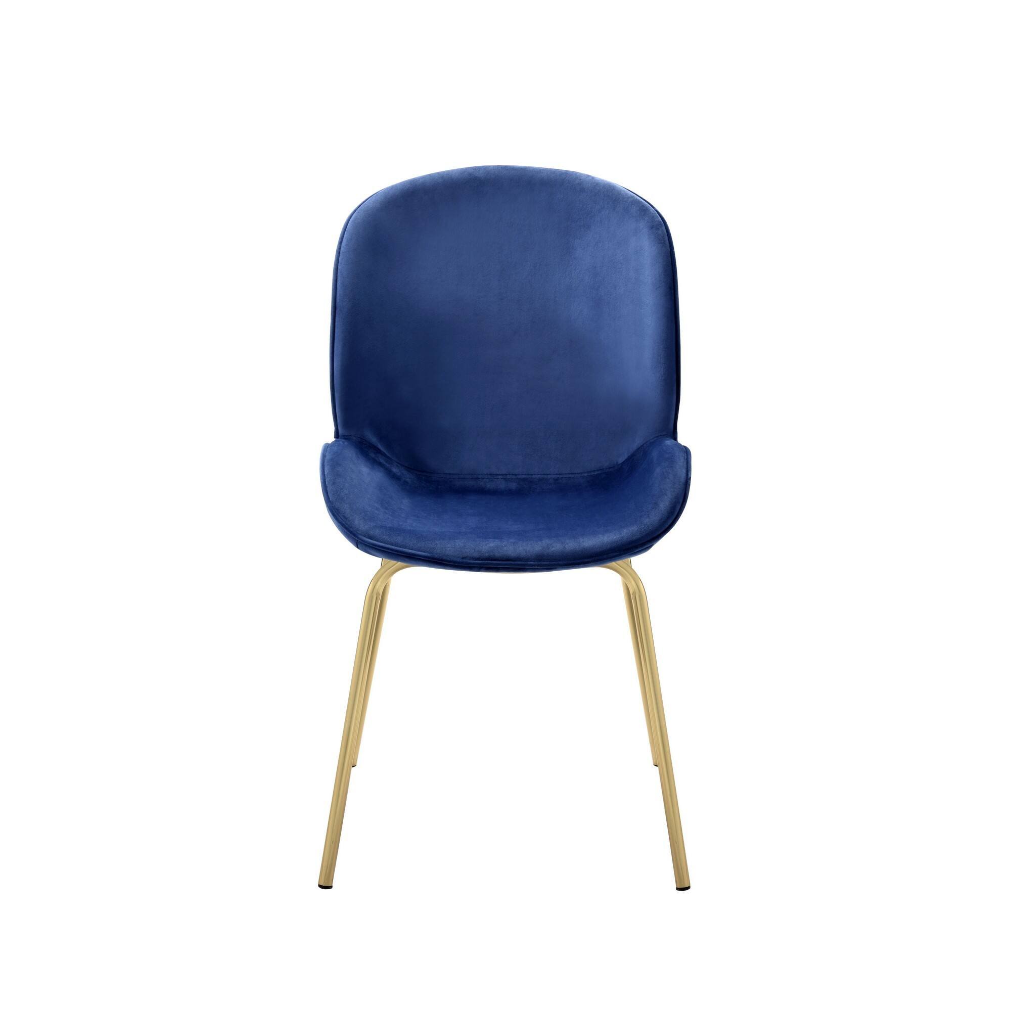 Alt View 1. Manhattan Lane - Side Chair with Fabric and Bucket Design, Set of 2 - Blue and Gold.