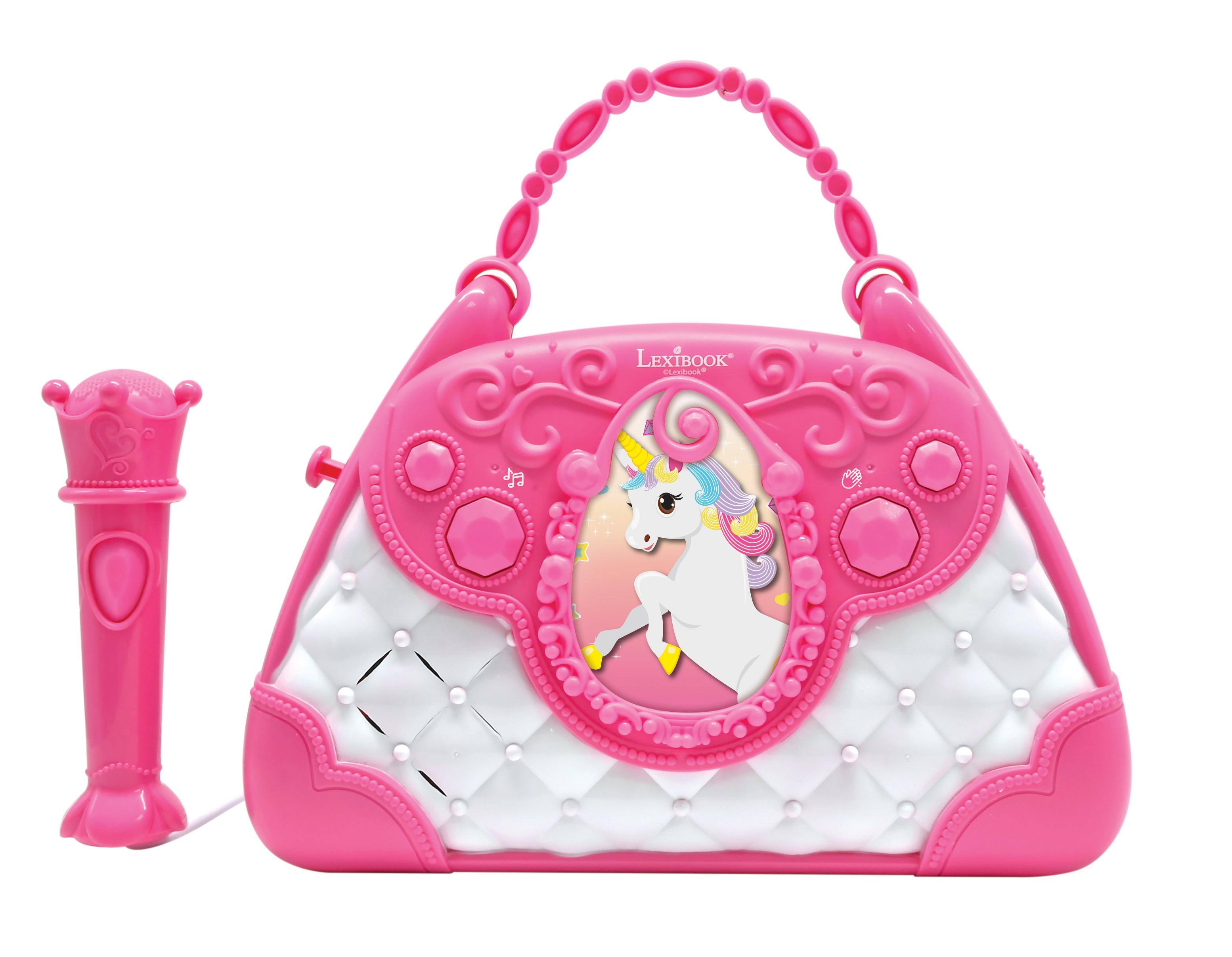 Lexibook - Unicorn Musical Speaker Handbag Design with Mic. Voice Changer and Line-In Cable