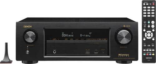 Denon - AVR 840W 7.2-Ch. With HEOS 4K Ultra HD A/V Home Theater Receiver - Black - Larger Front