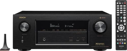 Denon - AVR 7.2-Ch. Hi-Res With HEOS 4K Ultra HD HDR Compatible A/V Home Theater Receiver - Black - Larger Front