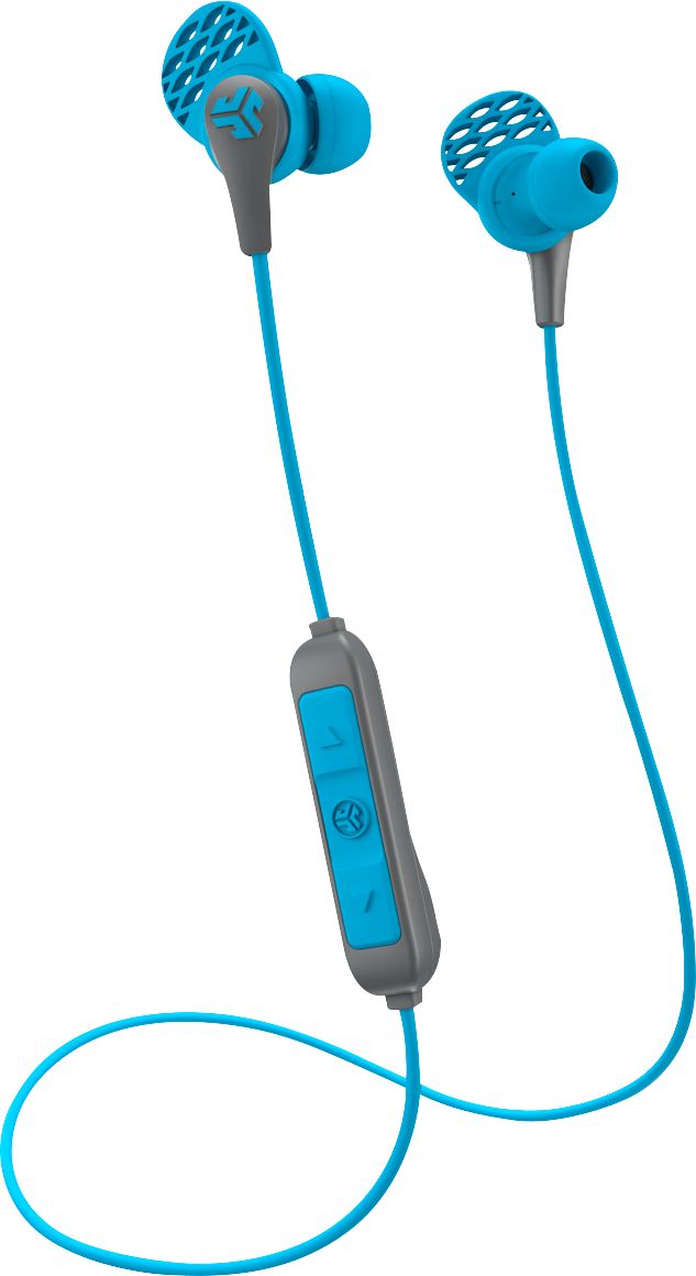 Angle View: JLab - JBuds Pro Signature Wireless Earbud Headphones - Gray/Blue