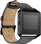 Angle Zoom. Platinum™ - Leather Band Stainless Steel And Leather Watch Strap for Fitbit Blaze - Black.