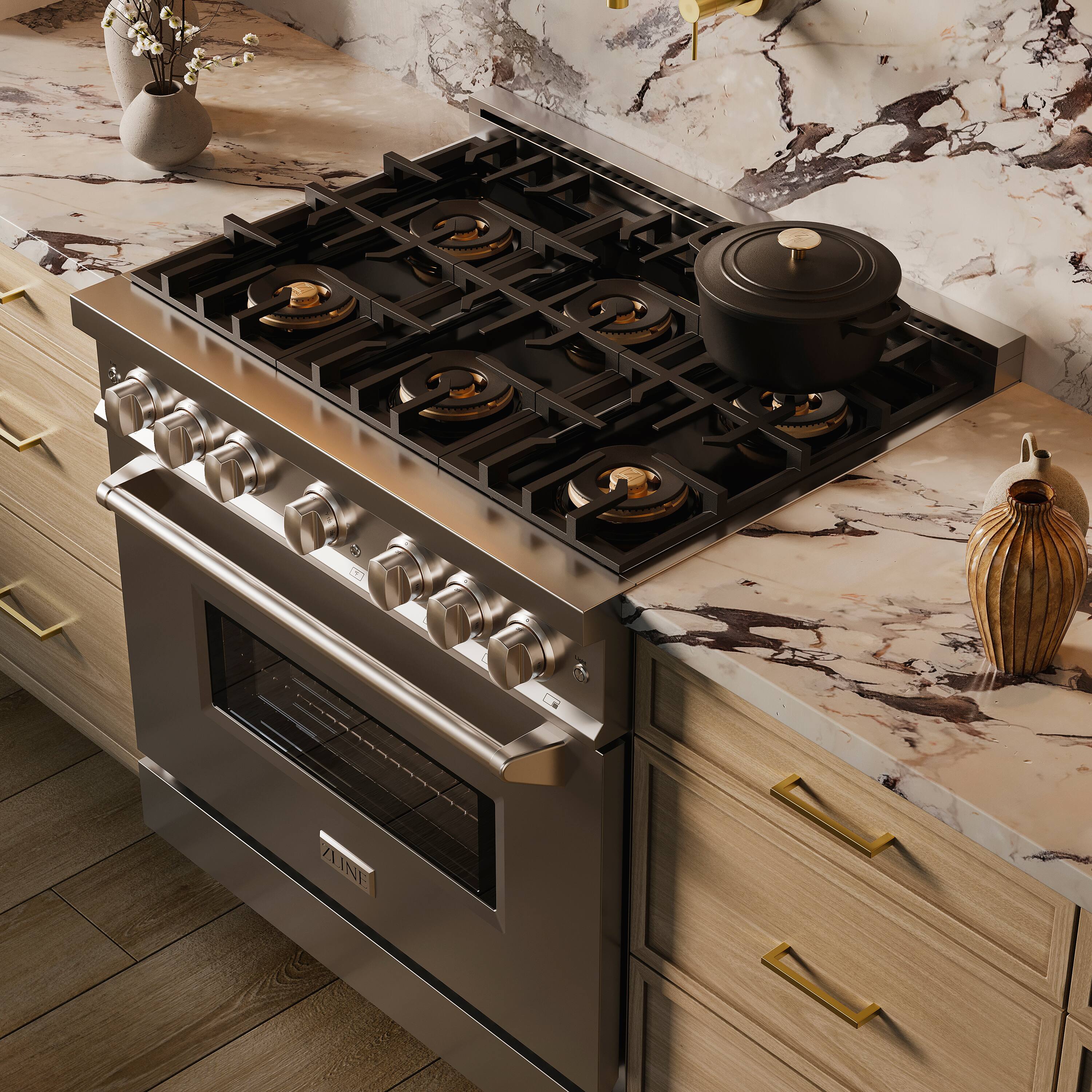 Alt View 6. ZLINE - 36 in. 5.2 cu. ft. Classic Freestanding Gas Range with 6 DuoPro Burners and Convection Gas Oven in Stainless Steel - Stainless Steel.