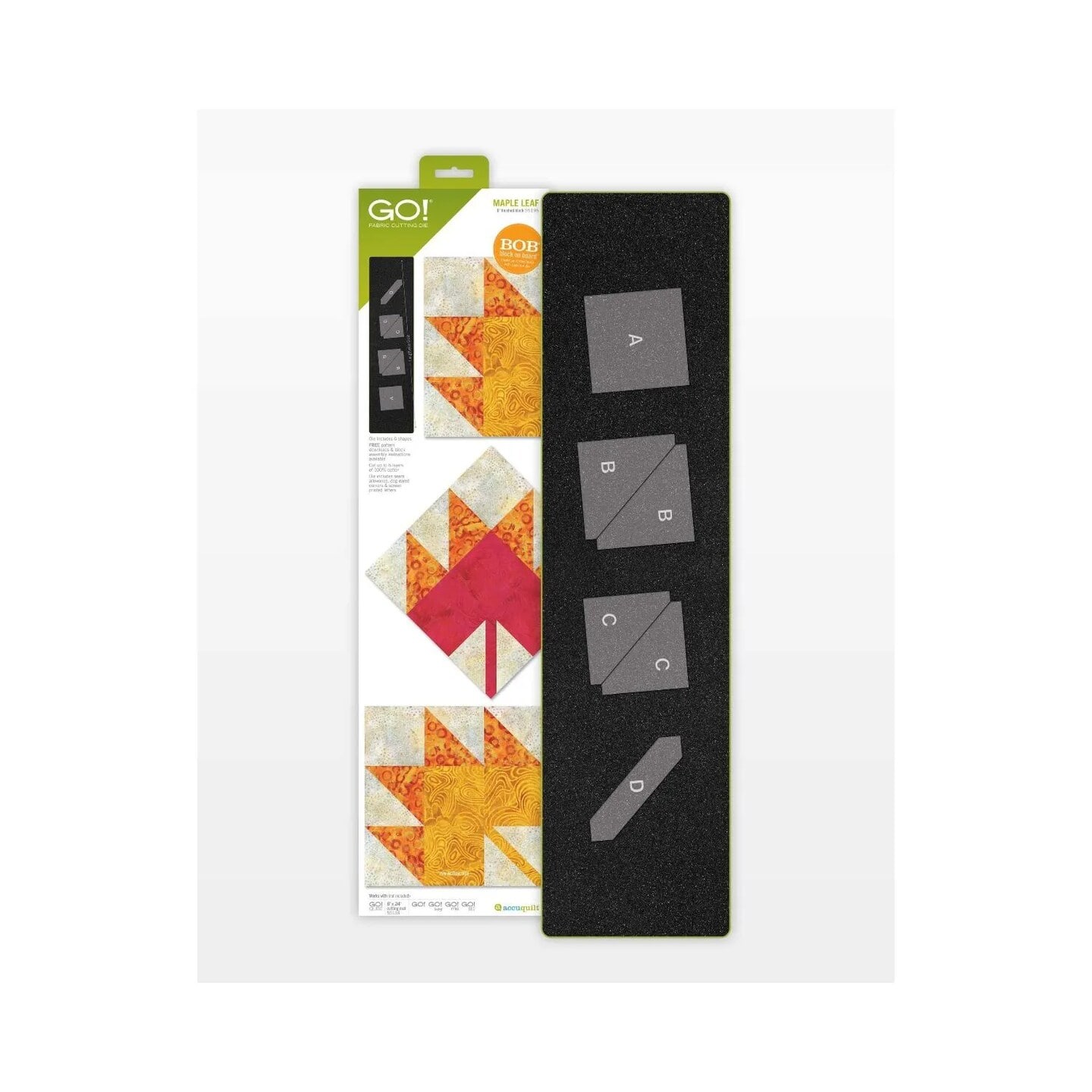 AccuQuilt - GO! Maple Leaf 8" Finished Die – BOB Quilt Block Die for 2-Color Blocks - Multicolor