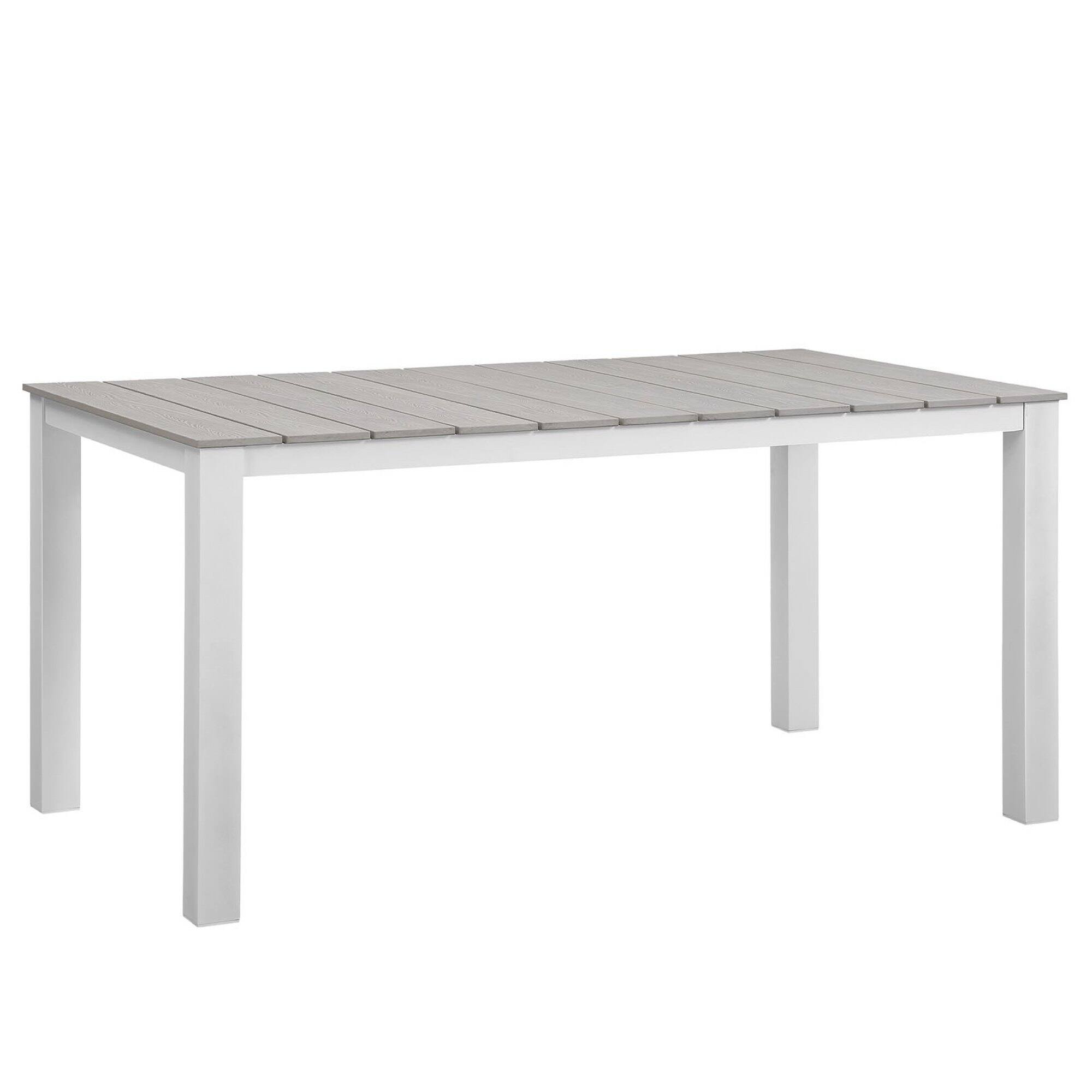 Maine 63" Outdoor Patio Dining Table by Modway - White Light Gray