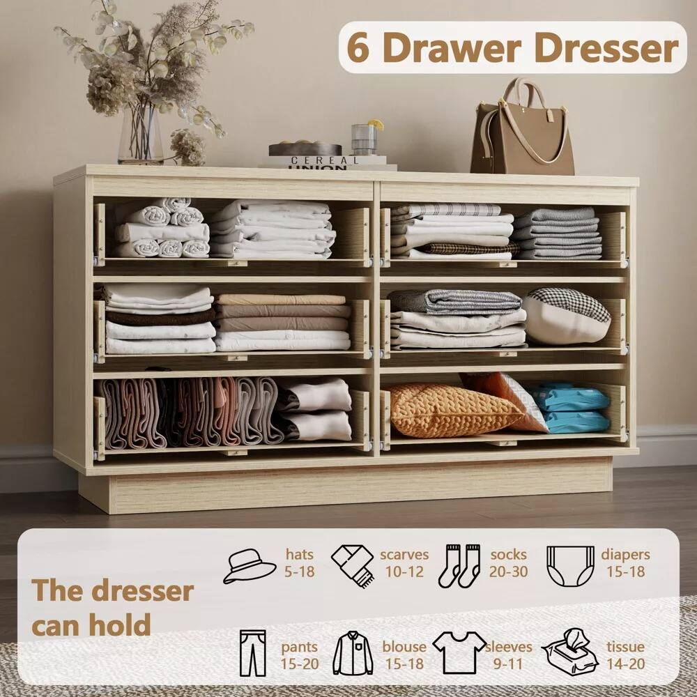 6 Drawer Dresser  
CEREAL UNION  
The dresser can hold:  
hats 5-18  
pants 15-20  
scarves 10-12  
blouse 15-18  
socks 20-30  
sleeves 9-11  
diapers 15-18  
tissue 14-20