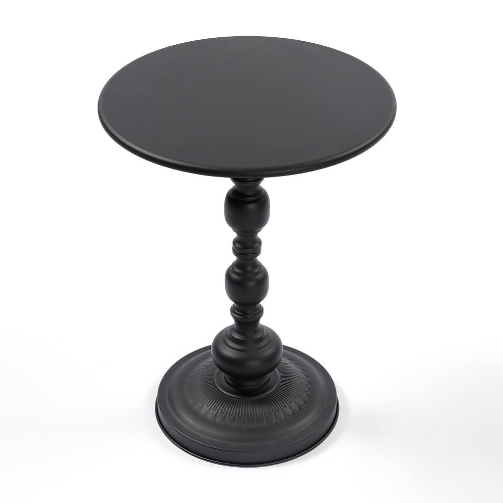 Alt View 6. Loheer - Loheer Vintage Metal Coffee Table Round Side Table for Sofa Bedside Nightstand Small Space Accent Table Black Iron - Black.